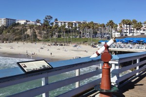 The view looking back at the beach from the San Clemente Pier