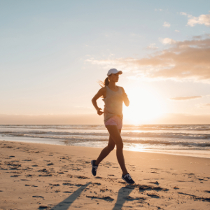 Woman running on the beach