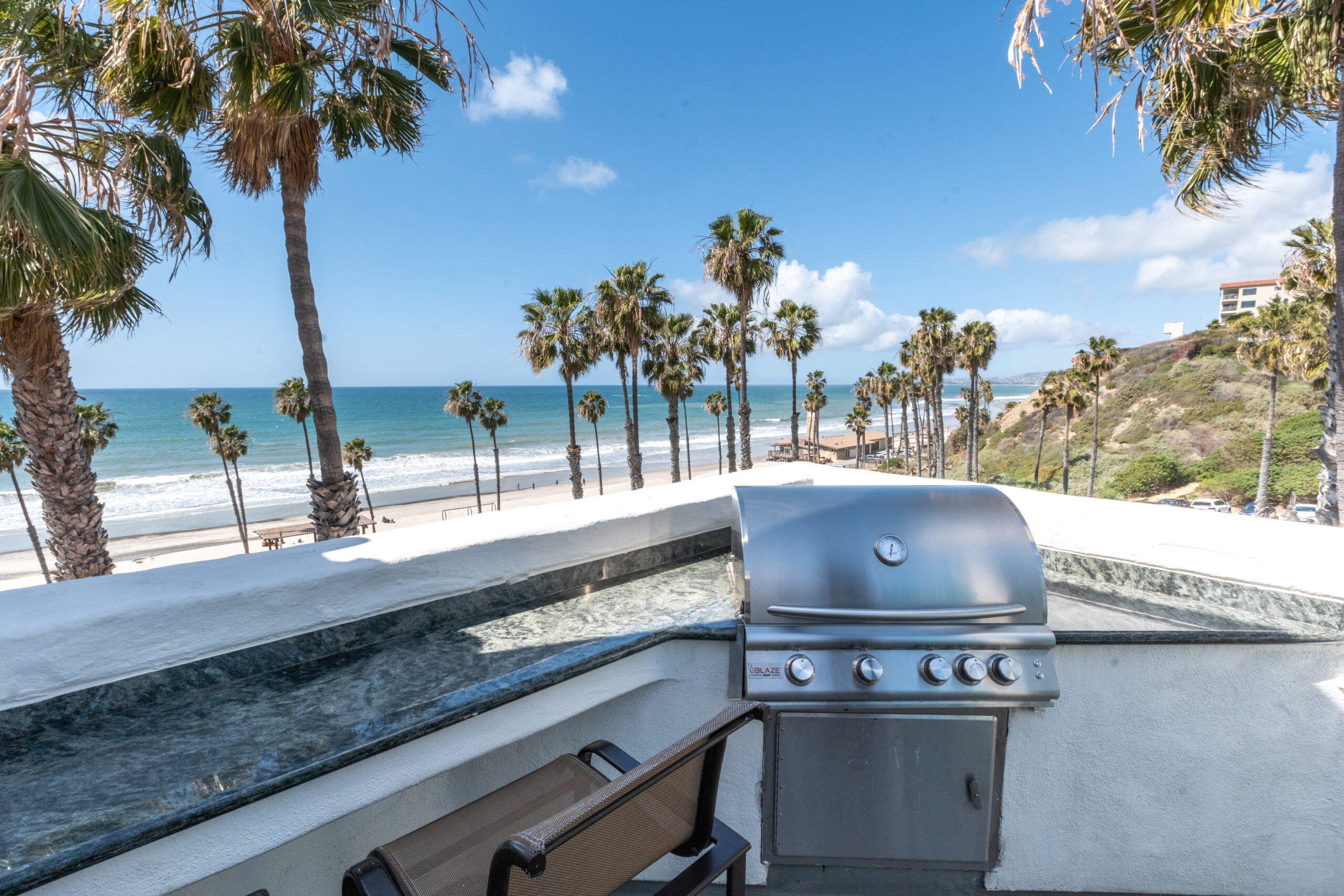 grill overlooking the ocean