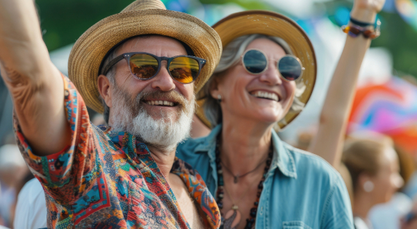 couple smiling at a festival