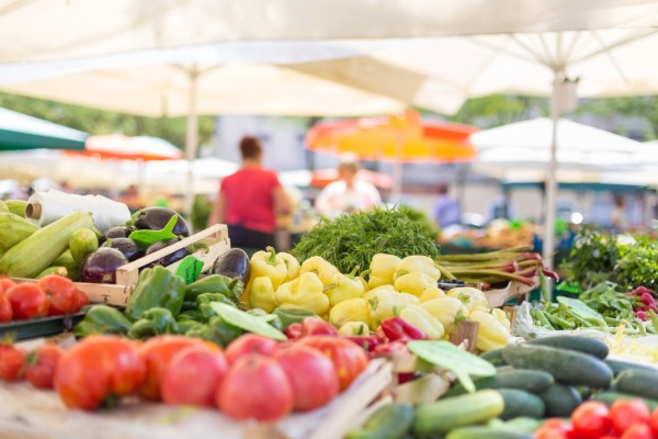 fruits and vegetables at the farmers market