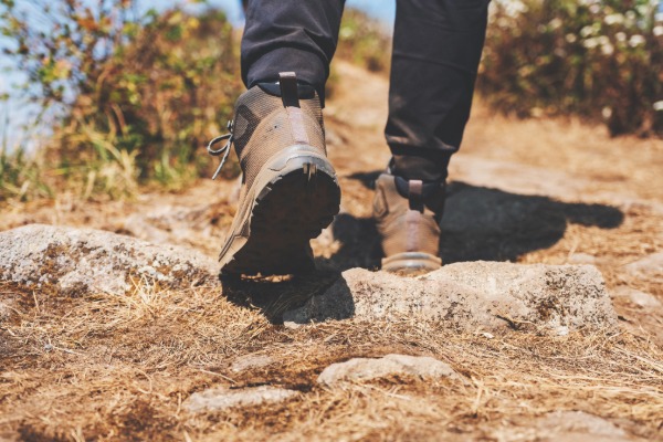 hiking boots on a trail
