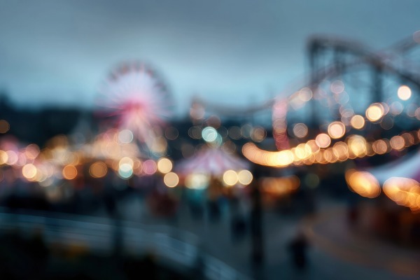 christmas lights at amusement park